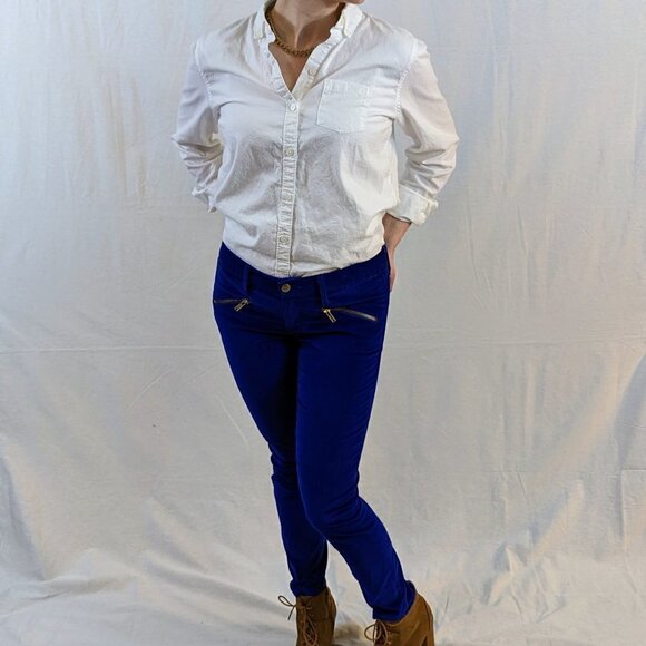 Gap 1969 Always Skinny Cobalt Blue Velvet Pants - Picture 1 of 5